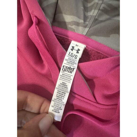 Under Armour Coldgear Storm Hoodie Womens Size Large Pink Camo Fleece - Picture 3 of 7